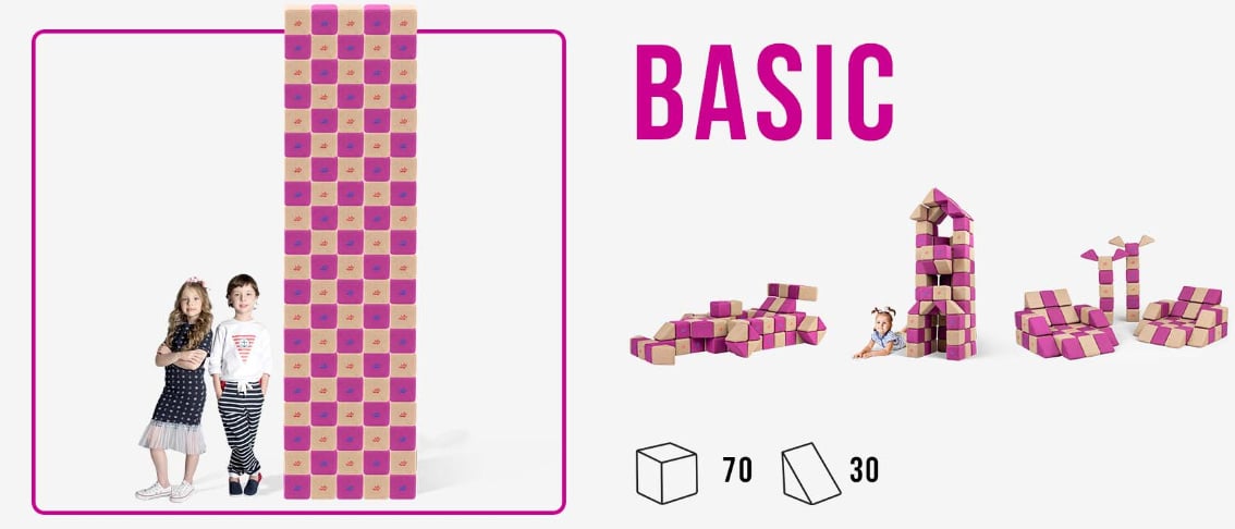 Jolly Heap Educational Set, 100 Magnetic Blocks (2 shapes)