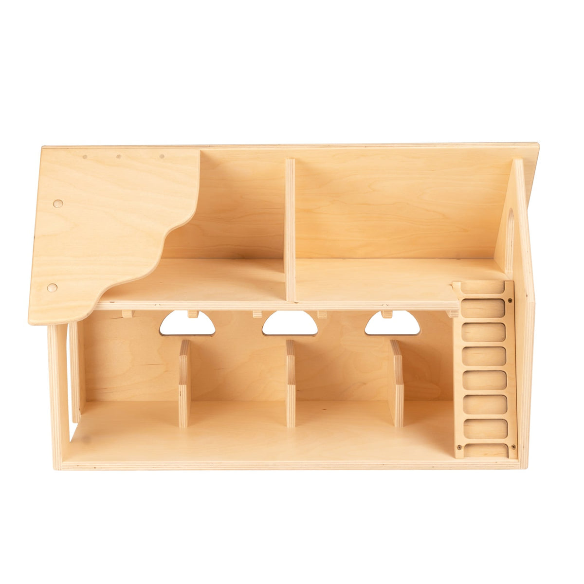 Wooden farmhouse with a fixed roof
