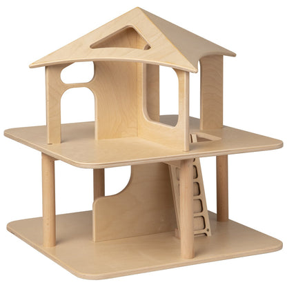 Wooden dollhouse unpainted