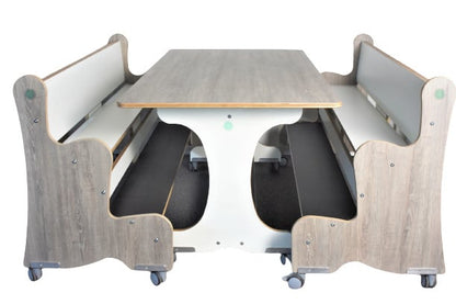 Ergonomic table & seating system straight birch/Delano HPL