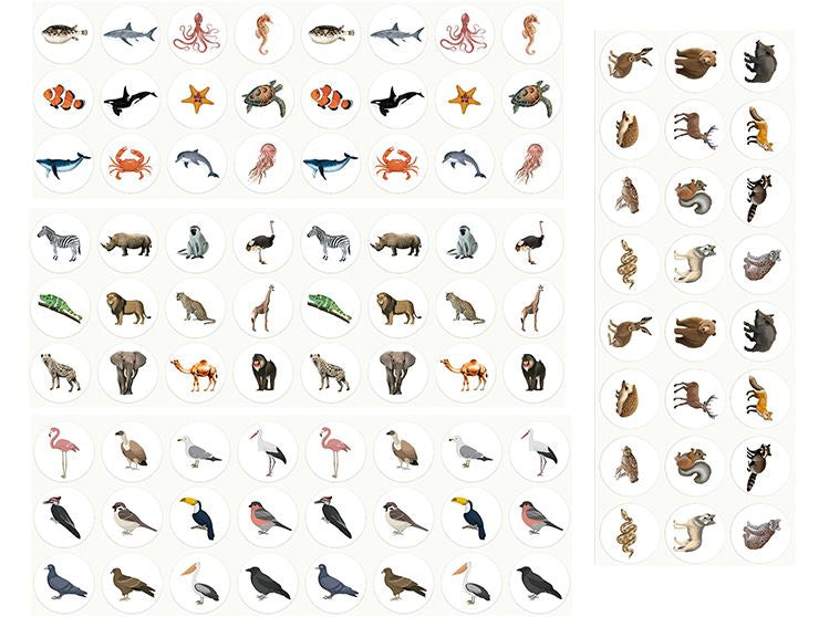 Thema stickers dieren,  4x 1400 stickers