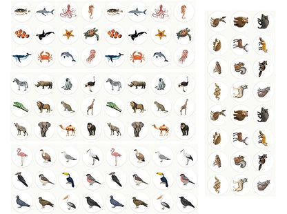 Thema stickers dieren,  4x 1400 stickers