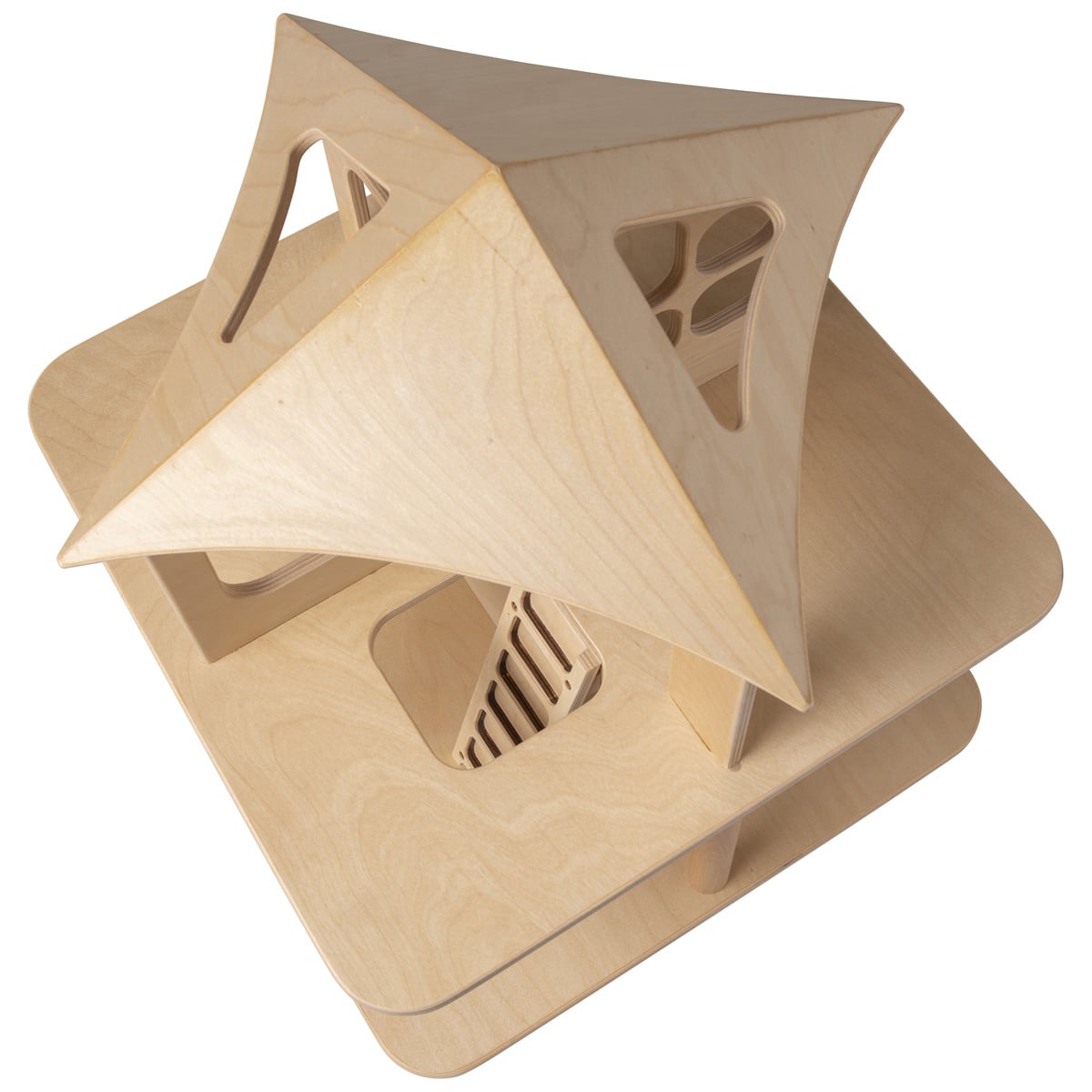 Wooden dollhouse unpainted