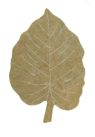 Leaf-shaped rug, handmade and washable