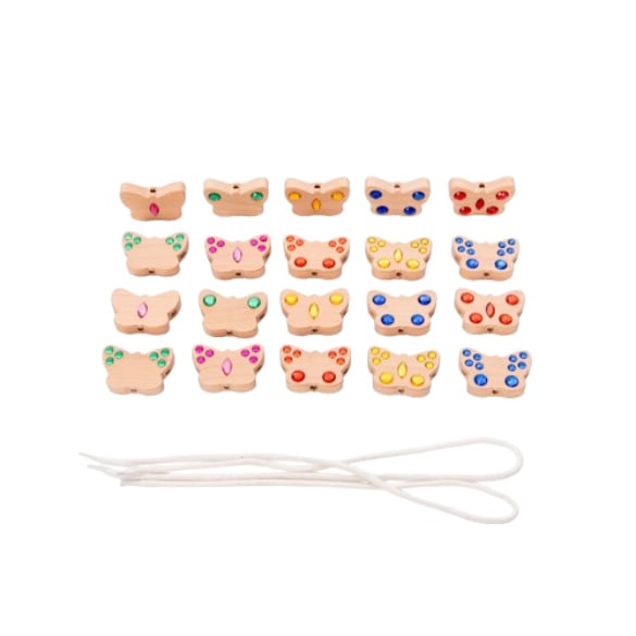 Tickit wooden butterfly beads, 20 pieces