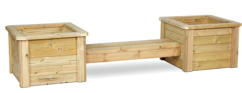 Combinatie plantenbakken en zitbank