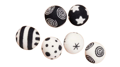 Baby patroonballen contrasterend zwart/wit, set van 6