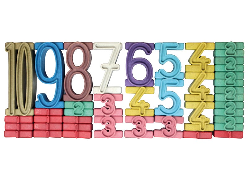 Coloured stackable numbers, set of 34 (assorted)
