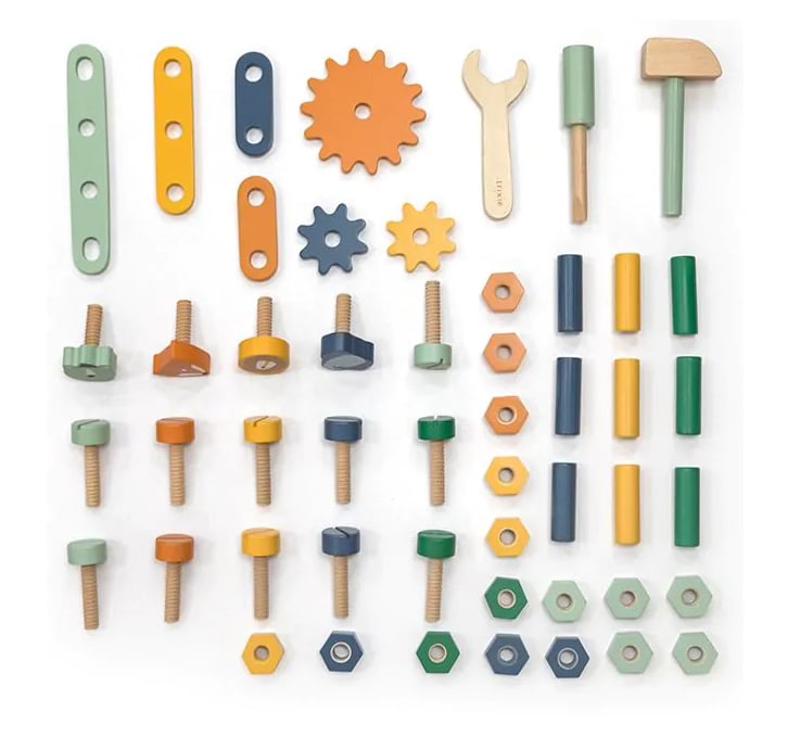 Wooden workbench mint green