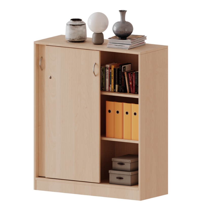 Mobile sliding door cabinet with lock