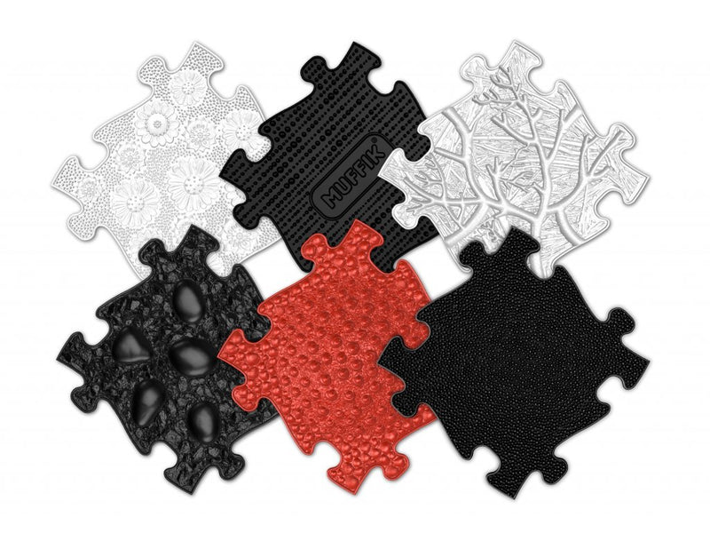 Muffik set Orthopedische sensorische matten, Baby Black & White