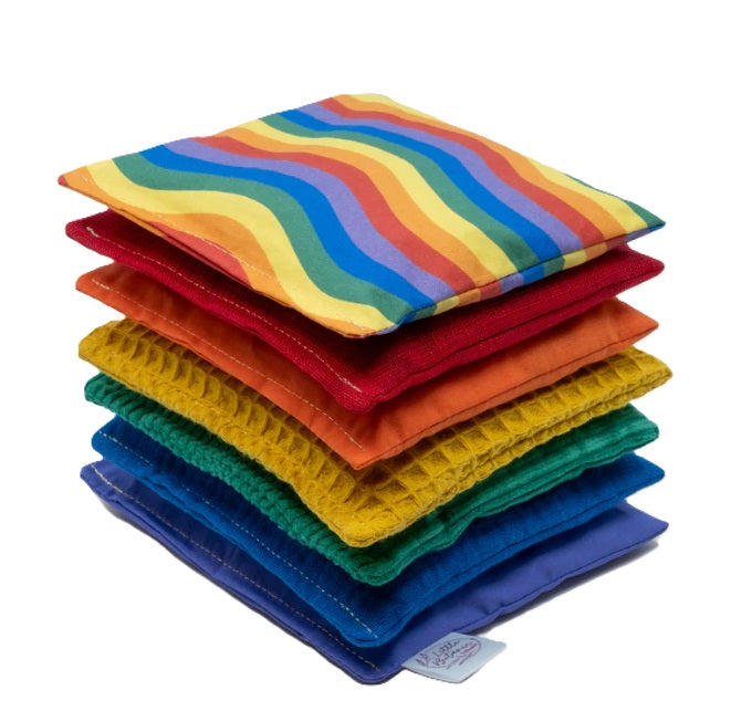 Sensorische pittenzakjes - Regenboog + Wave, 7 stuks