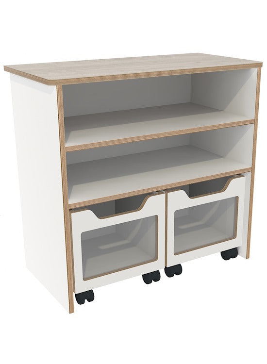 # Storage cabinet with 2 rolling bins