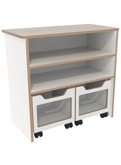 # Storage cabinet with 2 rolling bins