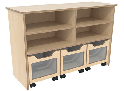 # Storage cabinet with 3 rolling containers