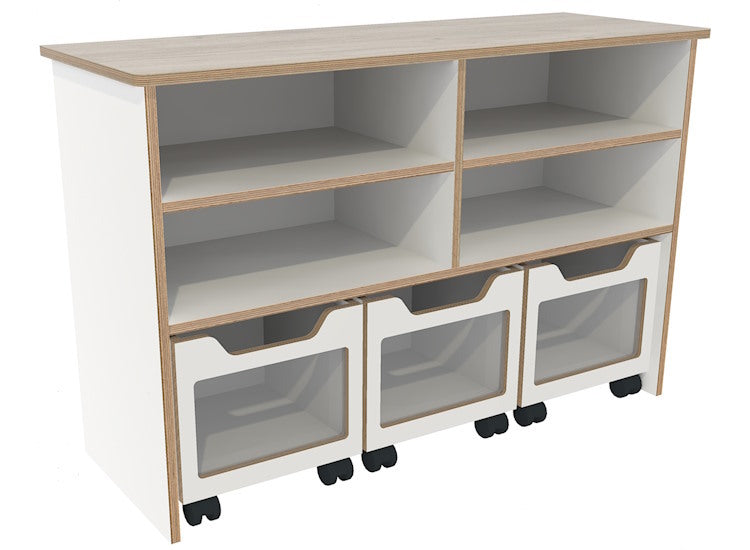 # Storage cabinet with 3 rolling containers