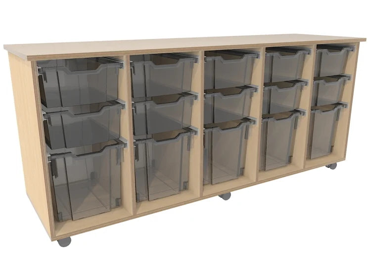 # Verrijdbare kast met 15 bakken