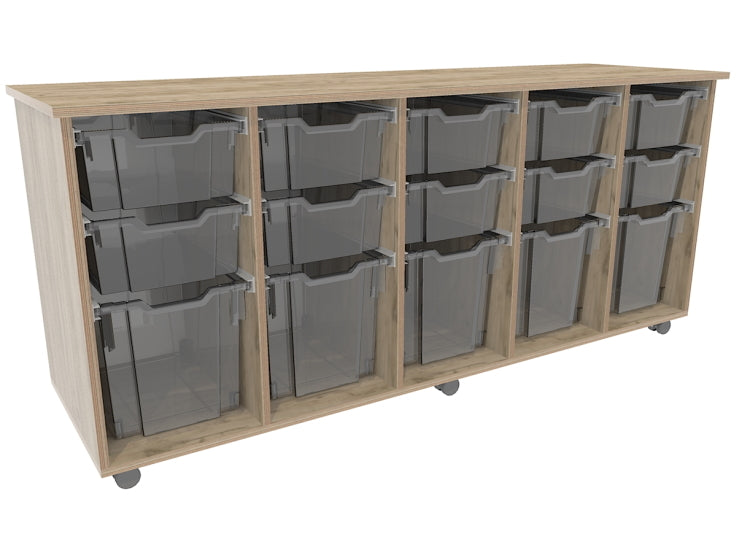 # Verrijdbare kast met 15 bakken