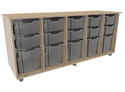 # Verrijdbare kast met 15 bakken