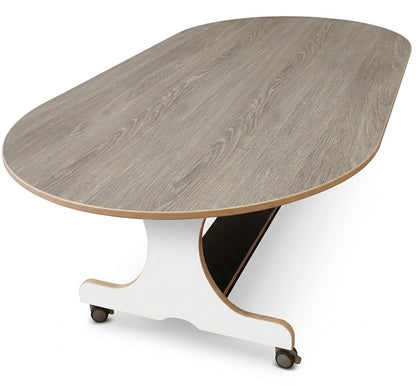Verrijdbare tafel ovaal, berken/delano oak hpl