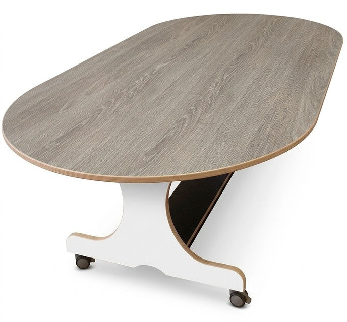 Verrijdbare tafel ovaal, berken/delano oak hpl